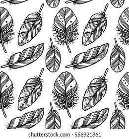 Seamless vector pattern with feathers