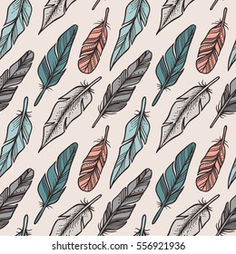 Seamless vector pattern with feathers