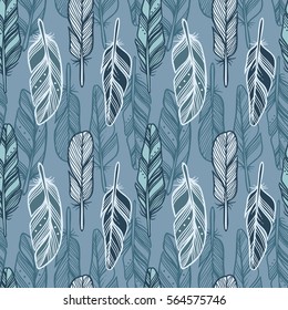 Seamless vector pattern with feathers