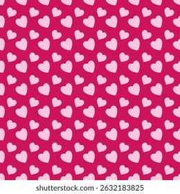 Seamless vector pattern featuring abstract heart shapes. Simple cute repeat pattern design with love icons on a red background, perfect for decorative projects and creative artwork.