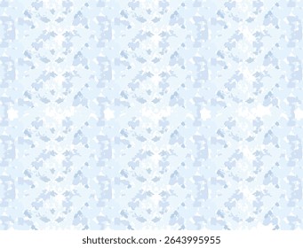 A seamless vector pattern featuring an abstract arrangement of pale blue, light gray, and off-white shapes, reminiscent of stylized clouds or organic textures. The design creates a delicate