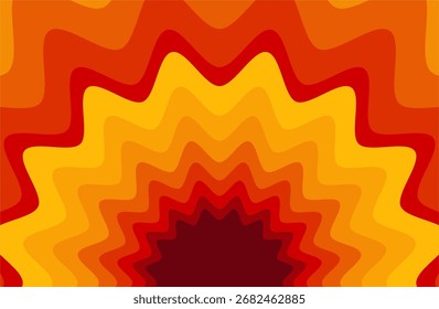 Um padrão de vetor sem emenda com ondas de sol abstratas à tarde. Um fundo com linhas onduladas coloridas. Uma textura divertida para design de superfície, papel de parede, papel de embrulho e têxteis.