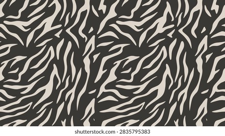 seamless vector pattern featuring abstract animal skin stripes in beige and dark gray for textile backgrounds and modern fashion design
