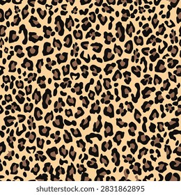 Seamless vector pattern featuring a classic brown and black leopard or cheetah animal print skin texture.