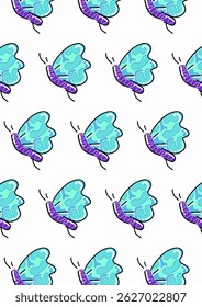 Seamless vector pattern featuring colorful butterflies with vibrant wings. Perfect for fabric prints, wallpapers, stationery, spring themes, kids' designs, and whimsical digital projects.