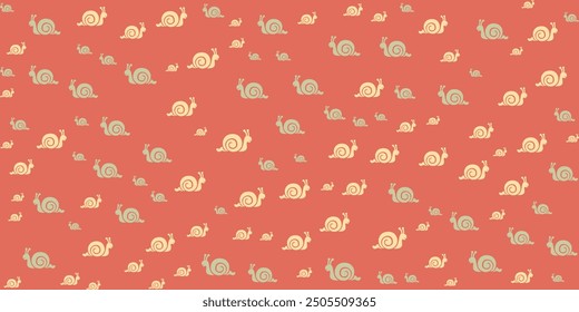 A seamless vector pattern featuring cute snails in pastel colors. Perfect for spring and summer designs, nature-themed projects, and kids' products.