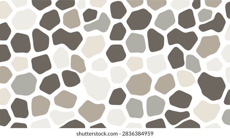 seamless vector pattern featuring grey and beige stone wall texture with smooth organic pebble shapes isolated on transparent background