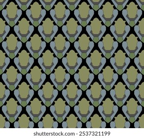 Motif d'Image vectorielle harmonieux avec une grille de polygones irréguliers. Motif contemporain de carreaux géométriques avec un motif polygonal répétitif dans des tons frais de vert et de gris sur fond sombre.  