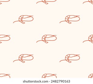 Seamless vector pattern featuring hand drawn shrimp in a minimalist style. Perfect for kitchen covers, fabrics, wallpapers, wrapping papers, and textiles.