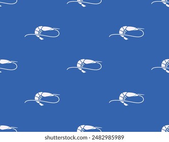 Seamless vector pattern featuring hand drawn shrimp in a minimalist style. Perfect for kitchen covers, fabrics, wallpapers, wrapping papers, and textiles.