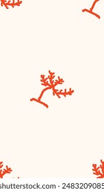 Seamless vector pattern featuring hand-drawn coral in a minimalist style. Perfect for kitchen covers, fabrics, wallpapers, wrapping papers, and textiles.