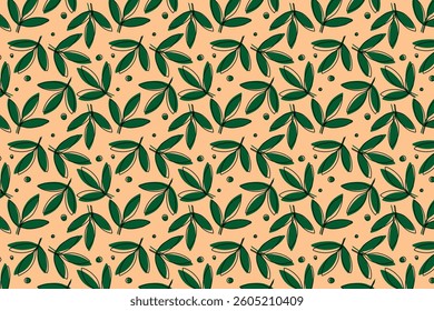 A seamless vector pattern featuring hand-drawn tropical leaves. Perfect for textiles, wallpapers, and decorative designs. Elegant botanical foliage with an exotic and stylish touch.