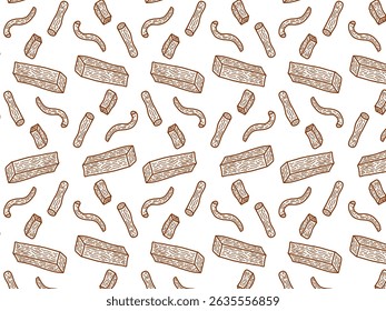Seamless vector pattern featuring hand-drawn wood logs, branches, and twigs. Rustic and natural forest design, perfect for packaging, textiles, wallpapers, and eco-friendly projects.