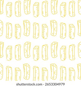 Um padrão de vetor sem costura com fritas francesas estilo esboço desenhado à mão. Ideal para marca de fast food, embalagem de restaurante, fundos com temas de lanches e designs culinários.