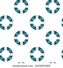 Seamless vector pattern featuring lifebuoys suitable for nautical themes and designs