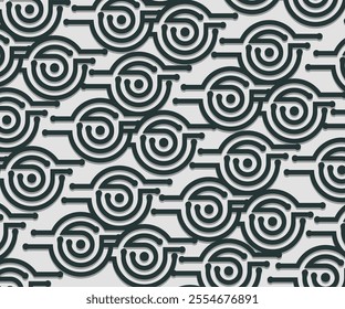 A seamless vector pattern featuring overlapping circles reminiscent of vintage technology. Perfect for creating retro-futuristic designs and adding a nostalgic touch to your projects