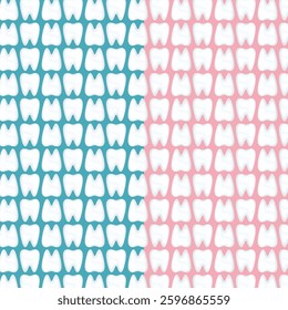 Seamless vector pattern featuring realistic white teeth on a transparent background. Perfect for dental clinics, oral hygiene products, medical branding, and educational materials.