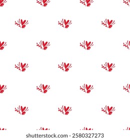 A seamless vector pattern featuring red floral styled hearts on a white background. Great for Valentine's Day themed designs, romantic decor, or festive and elegant digital projects.