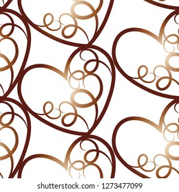 A seamless vector pattern featuring repeating hearts. This romantic texture would be ideal for use as a textile design or wrapping paper.