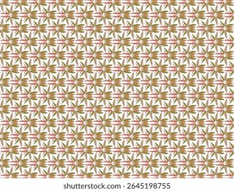 Um padrão de vetor sem emenda com um motivo floral estilizado repetitivo em tons de terra mudos de verde-oliva, rosa coral e bege. O arranjo simétrico cria uma textura e um pouco vintage ae