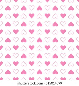 A seamless vector pattern featuring repeating hearts. This romantic texture would be ideal for use as a textile design or wrapping paper