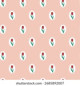 A seamless vector pattern featuring retro flowers in bright colors. This design is ideal for fabric printing, wallpapers, stationery, packaging, digital backgrounds, or retro-themed creative projects.