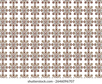 Um padrão de vetor sem costura com uma série de ondulações verticais em forma de onda em branco, em um fundo marrom sólido. Dentro de cada seção curva, um padrão delicado de pequenos pontos brancos