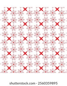 Seamless vector pattern featuring small red flowers on a white background. Perfect for gift wraps, backgrounds, or decorative themes.