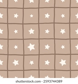 Seamless vector pattern featuring stars in a dreamy night sky theme, vector illustration perfect for nursery wallpapers, children s clothing, and cozy baby textiles