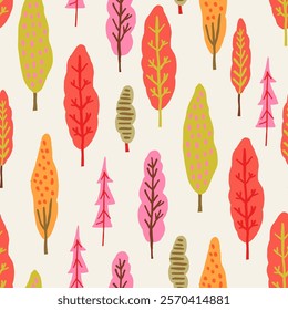 Seamless vector pattern featuring stylish autumn leaves on a light background. Perfect for seasonal designs, packaging, textiles, and digital wallpapers with a modern, minimalistic touch.
