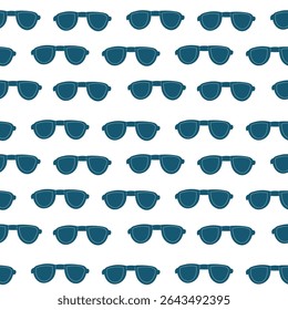 Seamless vector pattern featuring stylish sunglasses on a white background, perfect for summer-themed designs and fashion projects