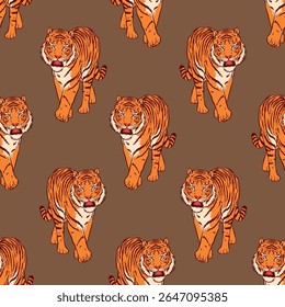 Seamless vector pattern featuring stylized animals in a modern, whimsical design. Perfect for textiles, wallpapers, wrapping paper, and digital backgrounds. Fully editable, scalable, ideal for nature