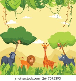 Seamless vector pattern featuring stylized animals in a modern, whimsical design. Perfect for textiles, wallpapers, wrapping paper, and digital backgrounds. Fully editable, scalable, ideal for nature
