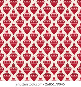 Padrão de vetor sem costura com ornamentos estilizados com motivos flocos de neve em tons vermelhos e creme. Perfeito para embrulhar o Natal e têxteis.