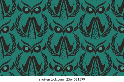 A seamless vector pattern featuring whimsical owls and delicate leaves. This playful and nature-inspired design is perfect for use in textiles,wallpapers,gift wrapping, stationery,and digital projects