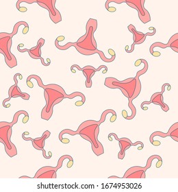 Seamless vector pattern with female reproductive system: uterus, ovaries. Perfect for medical design, cancer awareness day.
Reproductive female system disease symbol. Vector illustration.