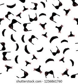 seamless vector pattern of female sexy underwear red black on a white background bikini bra