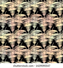 Seamless vector pattern of fern leaves.Abstract pattern.Imitation of watercolor and acrylic.Watercolor fern leaves on black background.For decoration and decoration of fabric,paper,packaging,Wallpaper