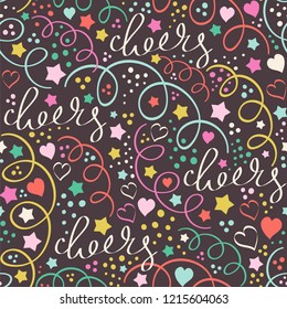 Seamless vector pattern with festive symbols. New Year background.