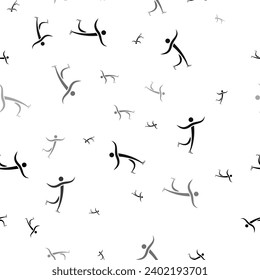 Seamless vector pattern with figure skating symbols, creating a creative monochrome background with rotated elements. Vector illustration on white background