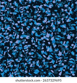 Seamless vector pattern with figures of many shades of blue similar to a suspension of petals on a dark background. For the design of your print designs in an abstract style