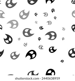 Seamless vector pattern with fire symbols, creating a creative monochrome background with rotated elements. Vector illustration on white background