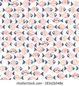 Seamless vector pattern with fish