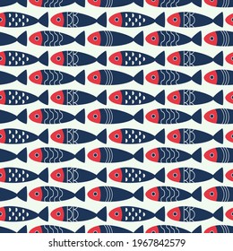 Seamless vector pattern with fish