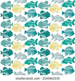Seamless vector pattern with fish skeleton.