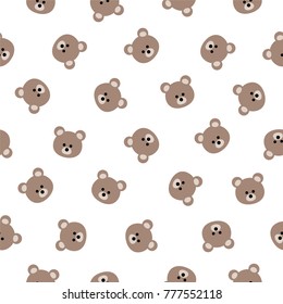 Seamless vector pattern - flat bears on white background