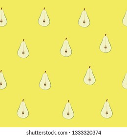 seamless vector  pattern. flat cute pear on the yellow background.