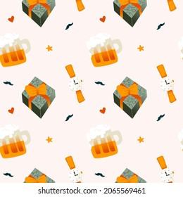 Seamless vector pattern. Flat trend graphics in muted colors. Men's items