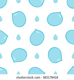 Seamless vector pattern. Flat water drops, raindrops, morning dew. Sweet, tender blue color. 
