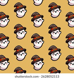 Seamless vector pattern of floating ghosts . Great for Halloween prints, kids’ items, and party themes.